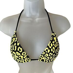 PacSun Neon Yellow Black Leopard Print Bikini Top